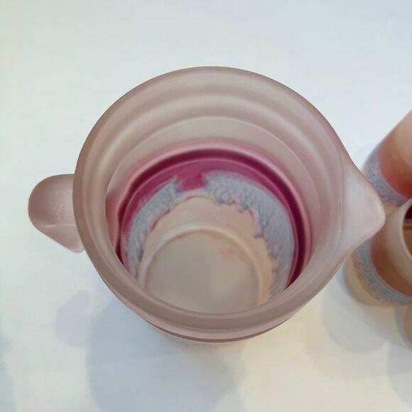 Vintage Rueven Art Nouveau Art Glass Pitcher Set with 6 Glasses – Handcrafted Fr - Picture 5 of 10